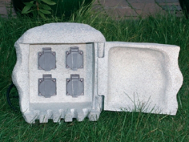 Mehrfach Steckdose "Stein" 4-fach außen granit, mit 10 Meter Anschlusskabel